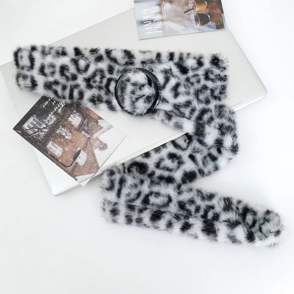 Ceinture Femme en Polyester – Style Peluche Noir et Blanc / Imprimé Léopard